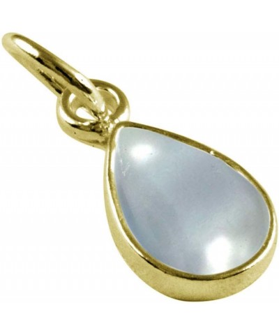 Choose Your Gemstone Pendants Pear Shape 925 Sterling Silver 18K Gold Plated Locket For Men Women natural-cabachon-Crystal-Qu...