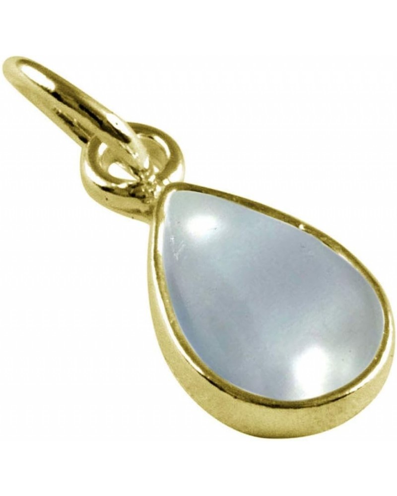 Choose Your Gemstone Pendants Pear Shape 925 Sterling Silver 18K Gold Plated Locket For Men Women natural-cabachon-Crystal-Qu...