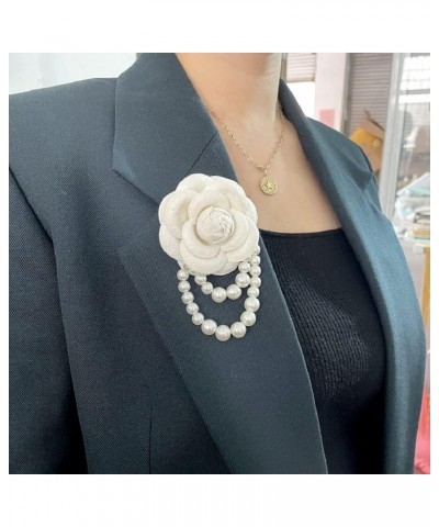 Temperament Women'S Scarves Button Cloth Art Brooch Pin Flower Tassel Pearl Brooch Bride Bridesmaid Brooch black $11.73 Brooc...