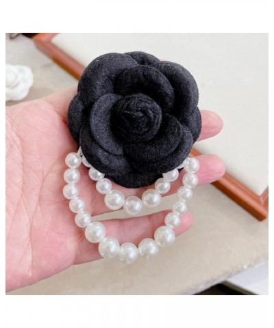 Temperament Women'S Scarves Button Cloth Art Brooch Pin Flower Tassel Pearl Brooch Bride Bridesmaid Brooch black $11.73 Brooc...