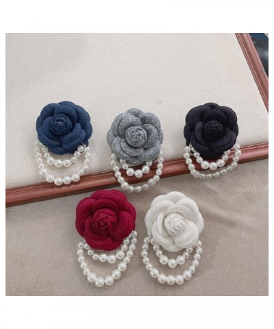 Temperament Women'S Scarves Button Cloth Art Brooch Pin Flower Tassel Pearl Brooch Bride Bridesmaid Brooch black $11.73 Brooc...