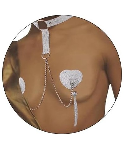 Women's Tassel Rhinestone Body Chain Luxury Necklace Crystal Heart Nipple Stickers Breast Cover Chest Chain Bra Pad Nightclub...