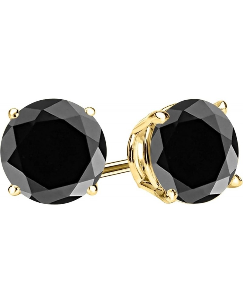 1/2-10 Carat Total Weight Black Diamond Stud Earrings 4 Prong Push Back Yellow Gold 1.01 carats $154.60 Earrings