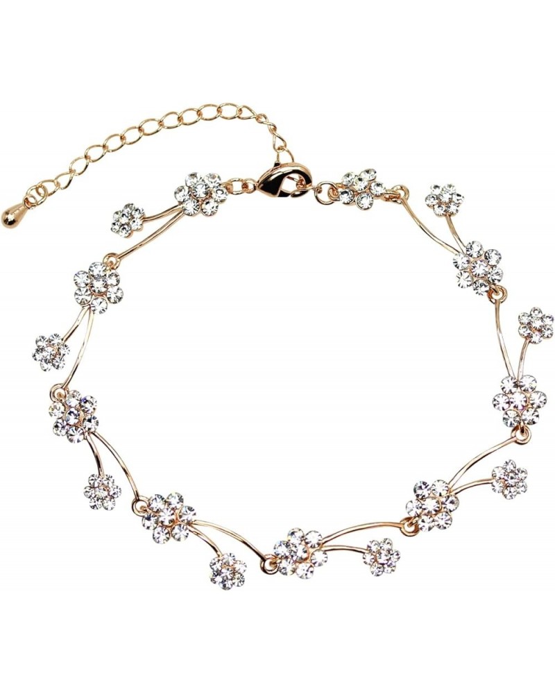 Gorgeous Rhinestone Crystal Floral Necklace Earrings Set Clear / Rose Gold Plated / Matching Bracelet $14.48 Bracelets