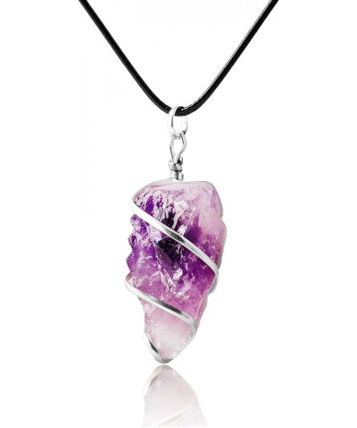 Amethyst Stone Natural Healing Crystals and Stones Crystal Pendants Necklace for Women Good Luck Charm Spiritual Gift for Him...