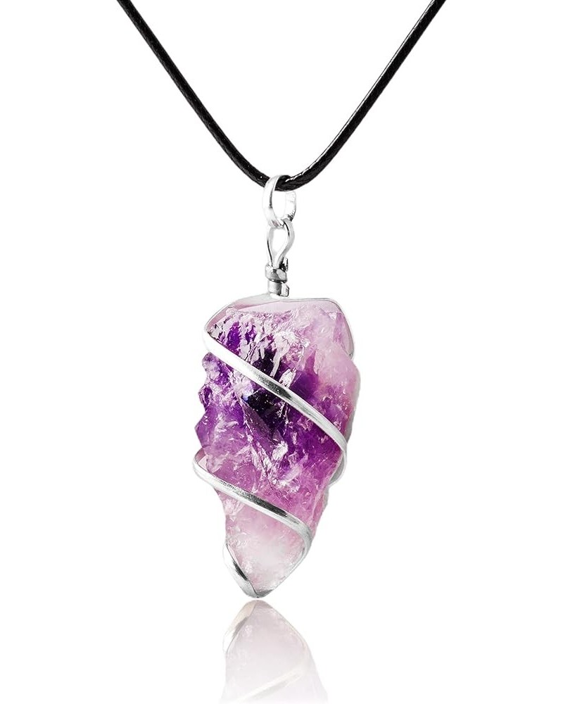 Amethyst Stone Natural Healing Crystals and Stones Crystal Pendants Necklace for Women Good Luck Charm Spiritual Gift for Him...