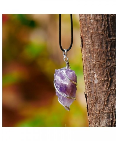 Amethyst Stone Natural Healing Crystals and Stones Crystal Pendants Necklace for Women Good Luck Charm Spiritual Gift for Him...