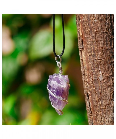 Amethyst Stone Natural Healing Crystals and Stones Crystal Pendants Necklace for Women Good Luck Charm Spiritual Gift for Him...