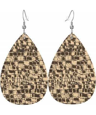 Faux Leather Earrings, Teardrop Dangle Earrings, Lightweight Dangle For Women Girls Animal Skin Pattern $6.49 Earrings