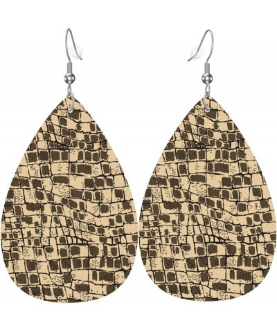 Faux Leather Earrings, Teardrop Dangle Earrings, Lightweight Dangle For Women Girls Animal Skin Pattern $6.49 Earrings