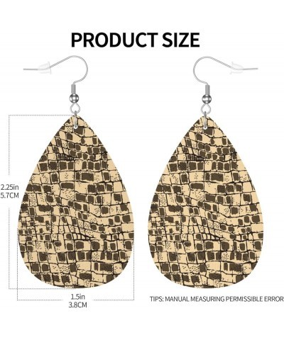 Faux Leather Earrings, Teardrop Dangle Earrings, Lightweight Dangle For Women Girls Animal Skin Pattern $6.49 Earrings