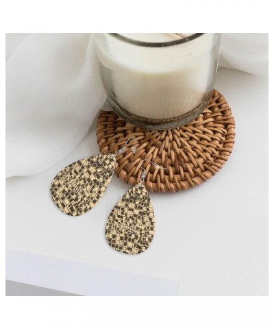 Faux Leather Earrings, Teardrop Dangle Earrings, Lightweight Dangle For Women Girls Animal Skin Pattern $6.49 Earrings