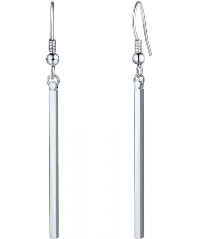 Vertical Bar Earrings for Women Hypoallergenic Piercing Hook Drop Bar|Hoop Drop Bar Earrings (With Gift Box) 02: Bar-White $9...