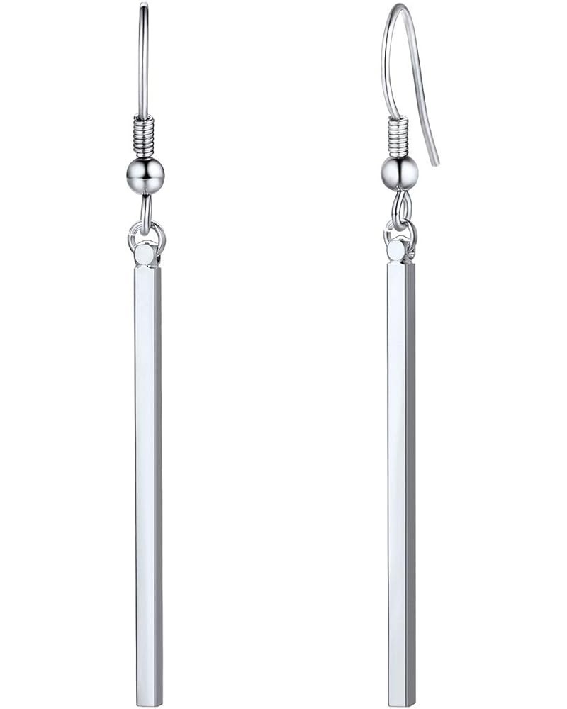 Vertical Bar Earrings for Women Hypoallergenic Piercing Hook Drop Bar|Hoop Drop Bar Earrings (With Gift Box) 02: Bar-White $9...