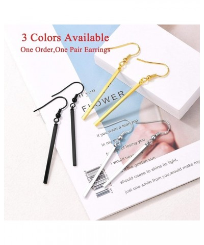 Vertical Bar Earrings for Women Hypoallergenic Piercing Hook Drop Bar|Hoop Drop Bar Earrings (With Gift Box) 02: Bar-White $9...