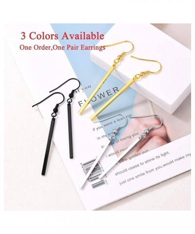 Vertical Bar Earrings for Women Hypoallergenic Piercing Hook Drop Bar|Hoop Drop Bar Earrings (With Gift Box) 02: Bar-White $9...