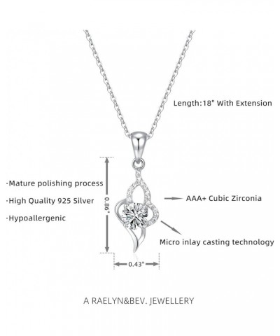 18” Sterling Silver Cubic Zirconia Pendant Necklace for Women with Polishing Cloth, Protection Box and Velvet Drawstring Bag ...