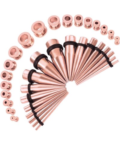 36PC Ear Stretching Kit - 14G-00G Beginner Gauges - Surgical Steel Tapers Single Flare Plugs Screw Fit Tunnels - Stretchers E...