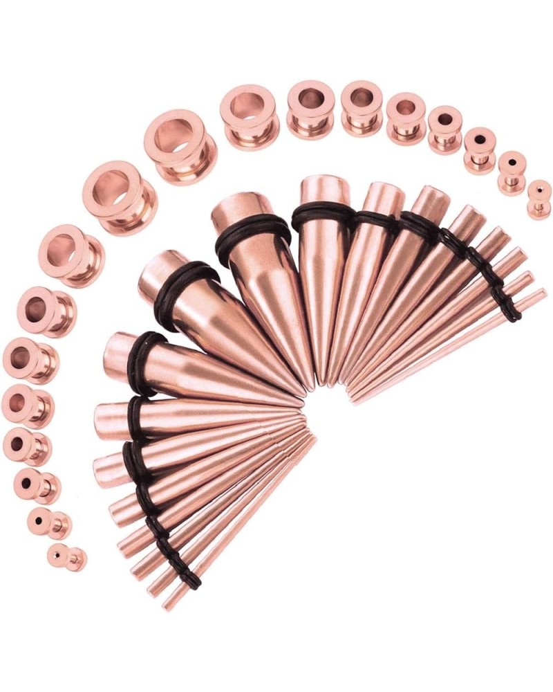 36PC Ear Stretching Kit - 14G-00G Beginner Gauges - Surgical Steel Tapers Single Flare Plugs Screw Fit Tunnels - Stretchers E...