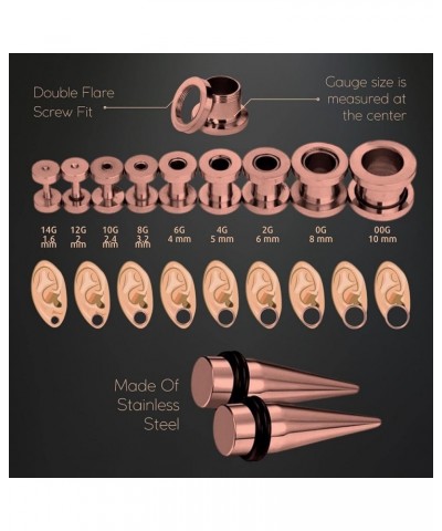 36PC Ear Stretching Kit - 14G-00G Beginner Gauges - Surgical Steel Tapers Single Flare Plugs Screw Fit Tunnels - Stretchers E...