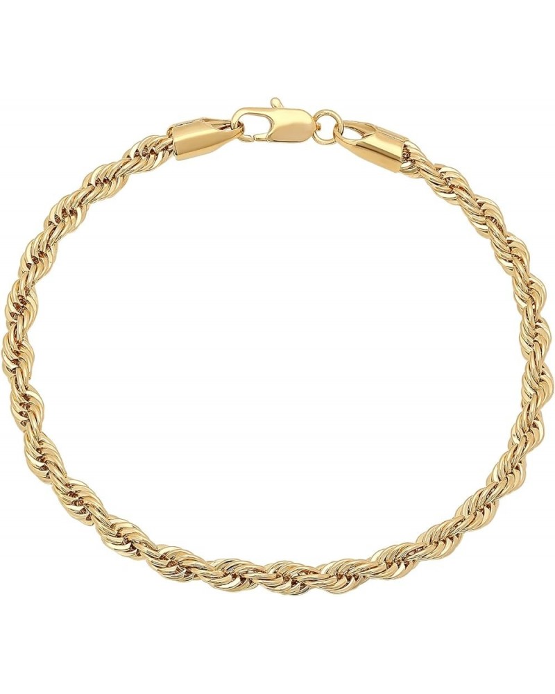 2mm-6mm 14k Yellow Gold Plated Twisted Rope Chain Necklace or Bracelet 8.0 Inches 4mm Bracelet $22.26 Necklaces