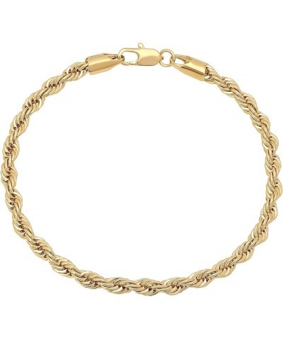 2mm-6mm 14k Yellow Gold Plated Twisted Rope Chain Necklace or Bracelet 8.0 Inches 4mm Bracelet $22.26 Necklaces