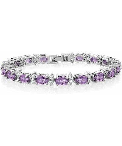 20.00 Ct Gorgeous Oval and Round 7 Inch Sparkling Cubic Zirconia CZ Tennis Bracelet For Women Purple $14.99 Bracelets