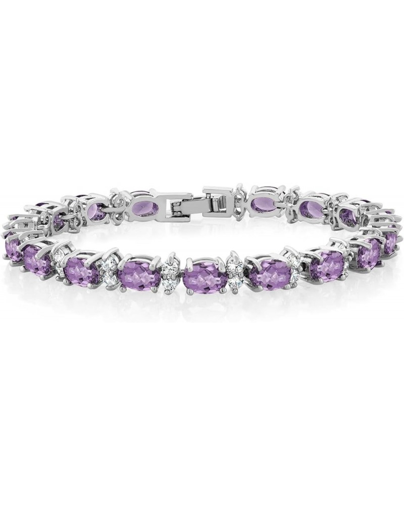 20.00 Ct Gorgeous Oval and Round 7 Inch Sparkling Cubic Zirconia CZ Tennis Bracelet For Women Purple $14.99 Bracelets