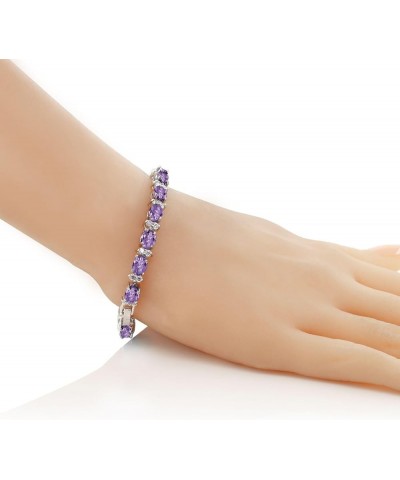 20.00 Ct Gorgeous Oval and Round 7 Inch Sparkling Cubic Zirconia CZ Tennis Bracelet For Women Purple $14.99 Bracelets