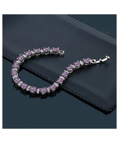 20.00 Ct Gorgeous Oval and Round 7 Inch Sparkling Cubic Zirconia CZ Tennis Bracelet For Women Purple $14.99 Bracelets