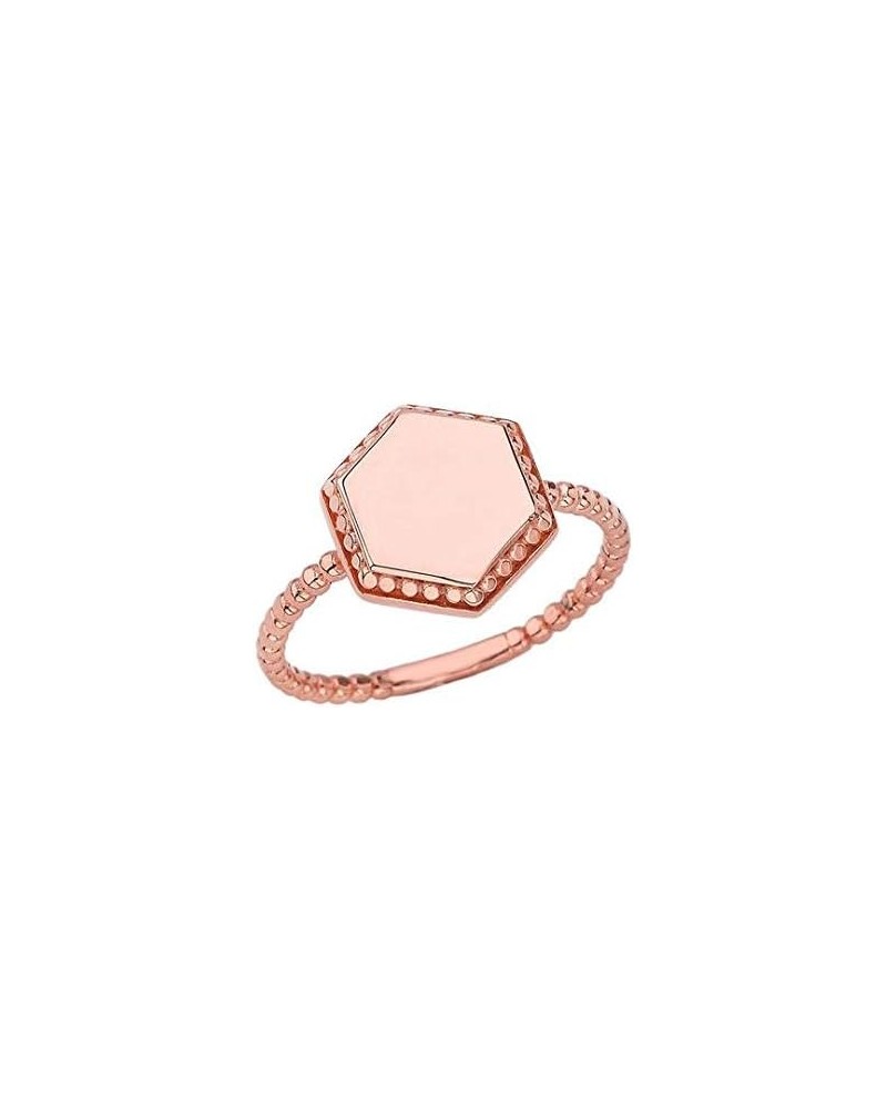 Fine 10k Gold Honeycomb Signet Rope Ring Rose Gold $46.35 Rings