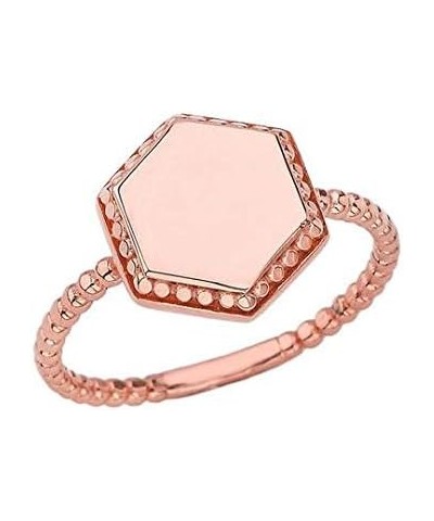 Fine 10k Gold Honeycomb Signet Rope Ring Rose Gold $46.35 Rings