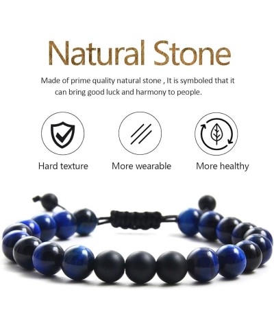 Fashion Natural Stone Beads Bracelets Set For Men-8mm Tiger Eye&Matte Agate &Lava Rock Braclelet Healing Essential Oil Diffus...