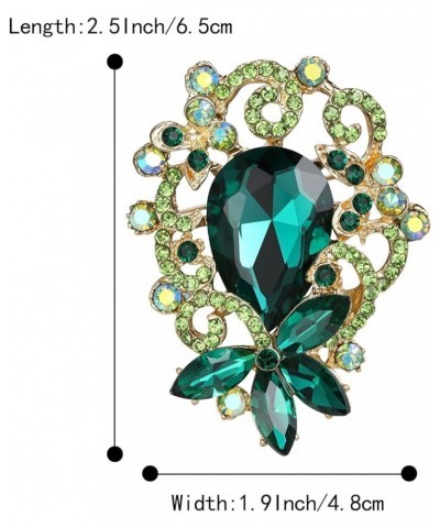 Elegant Crystal Teardrop Marquise Bouquet Brooch Pin for Women Girls Emerald Color Gold-Tone $10.79 Brooches & Pins