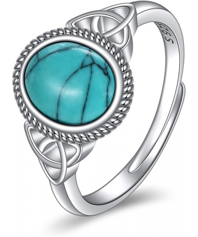 Genuine Turquoise Ring for Women Western Oval Gemstone Jewelry 925 Sterling Silver Celtic Jewelry Gift for Her Wife Mom Turqu...