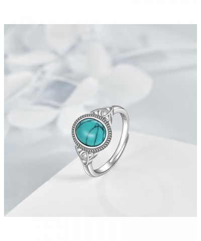 Genuine Turquoise Ring for Women Western Oval Gemstone Jewelry 925 Sterling Silver Celtic Jewelry Gift for Her Wife Mom Turqu...