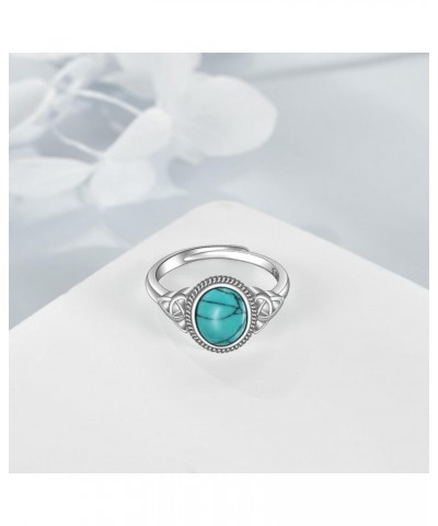 Genuine Turquoise Ring for Women Western Oval Gemstone Jewelry 925 Sterling Silver Celtic Jewelry Gift for Her Wife Mom Turqu...