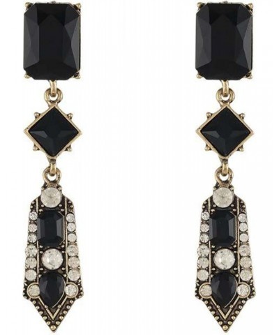 LARGE Art Deco Antique Vintage Black Jet OnyxRhinestone Gatsby Drag Queen Prom Statement Dangle Earrings $9.45 Earrings