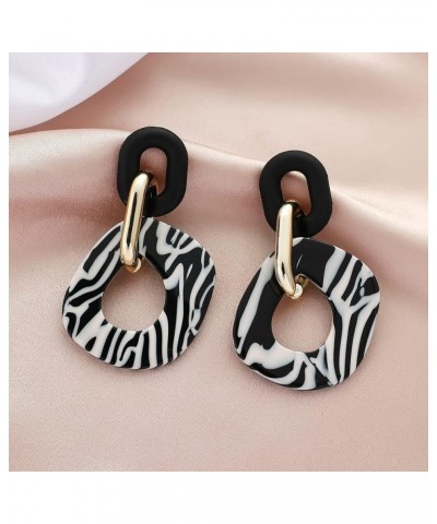 Fashion Acrylic Earrings for Women Circle Dangle Earrings Resin Black White Geometric Round Disc Drop Chunky Paperclip Chain ...