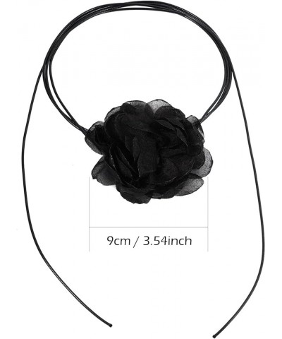 Flower Choker Necklace Ribbon Black White Leopard Rose Red Floral Statement Jewelry Boho Gothic Adjustable Y2K Accessories Wo...