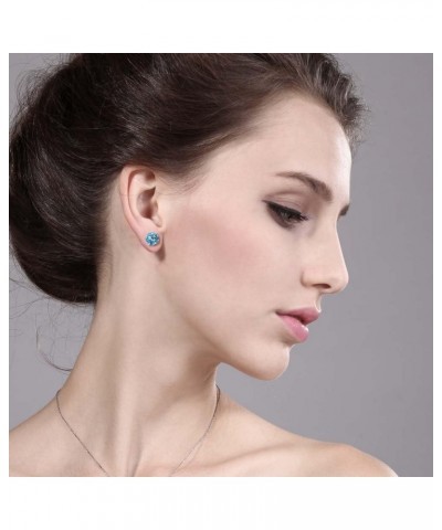 14K White Gold Swiss Blue Topaz Stud Earrings For Women (2.00 Cttw, Gemstone Birthstone, Round 6MM) $38.70 Earrings