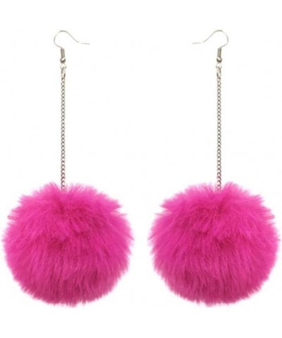 Colorful Pom Pom Earring Faux Fur Fluffy Long Ball Drop Earrings Handmade Soft Plush Pom Pom Dangle Earring for Women Girls J...