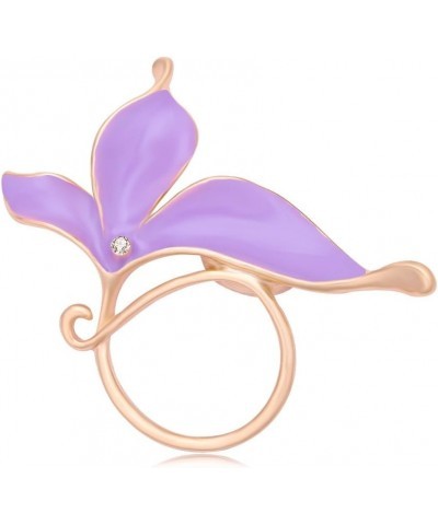 Lovely Enamel Flower Magnetic Clip Eyeglass Holder Brooch Custom Jewelry Purple rose-gold-plated-base $8.99 Brooches & Pins