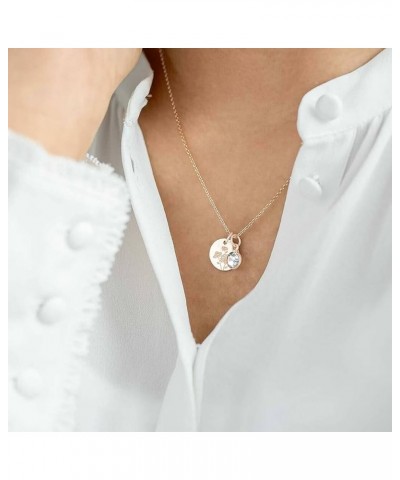 Birthday Gifts for Her Birth Flower Necklaces, 18K Gold Plated Dainty Birth Month Floral Birthstone Disc Coin Pendant Necklac...