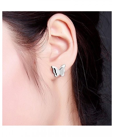 Stainless Steel Butterfly Stud Earrings Frosted 18k Rose Gold Plated Jewelry for Women steel color $12.74 Earrings