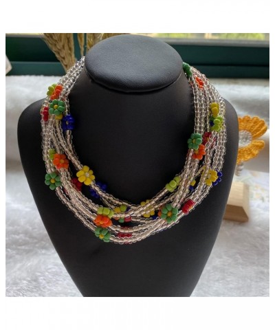 Boho Seed Bead Rainbow Daisy Flower Choker Necklace Collar Colorful Chain Necklaces Collar Adjustable Cute Jewelry for Women ...