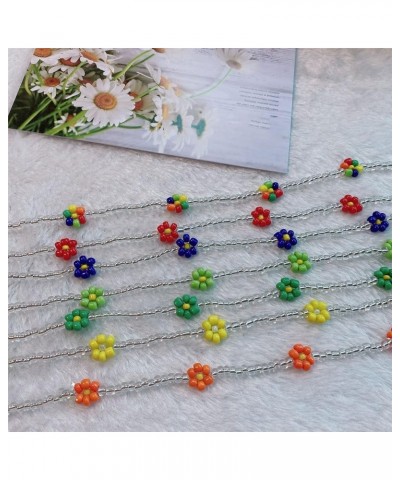 Boho Seed Bead Rainbow Daisy Flower Choker Necklace Collar Colorful Chain Necklaces Collar Adjustable Cute Jewelry for Women ...