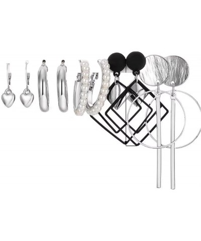 5 Pairs Women's Sliver Earrings set Fashion Pearl love Chain Link Stud Drop Dangle Earrings Multipack Drop Dangle earrings Pa...