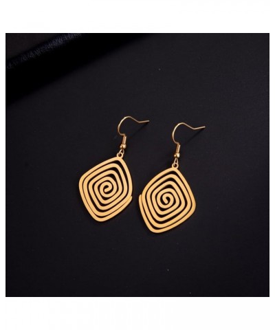 Geometric Spiral Earrings Braided Wrap Style Women's Stainless Steel Exaggerated Earrings Fashion Jewelry Gift For Wife Girlf...