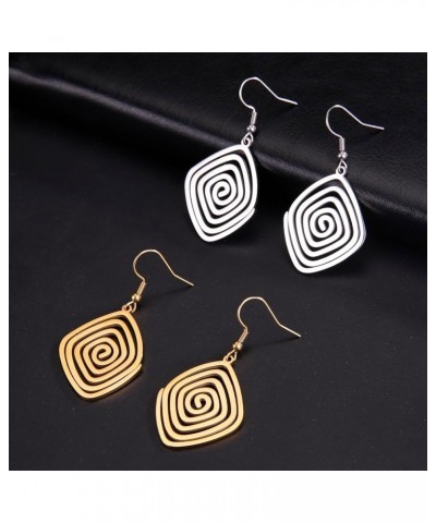 Geometric Spiral Earrings Braided Wrap Style Women's Stainless Steel Exaggerated Earrings Fashion Jewelry Gift For Wife Girlf...